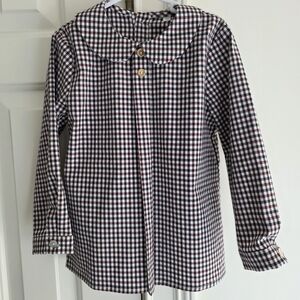 Burgandy and Navy Peter Pan Collar Shirt